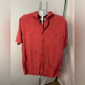 Cabana Men's Hawaiian Style Shirt‎ Rust Short Sleeve Size Large